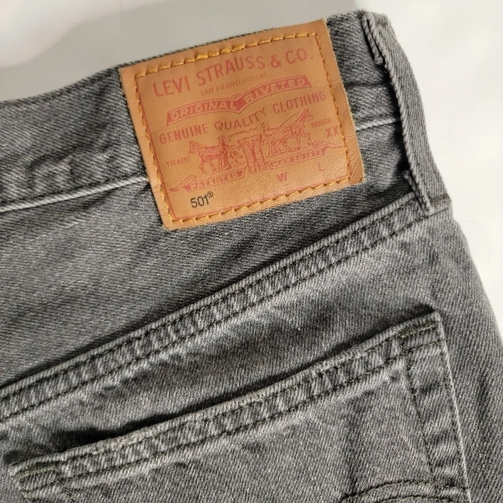 Levi's 501 Denim Shorts Sz 28 Cut-Off Gray Button Fly